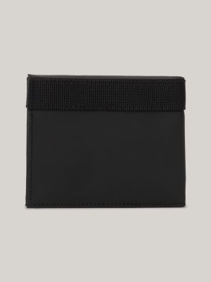 black essential logo bifold credit card wallet for men tommy jeans