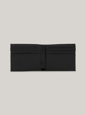 black essential logo bifold credit card wallet for men tommy jeans