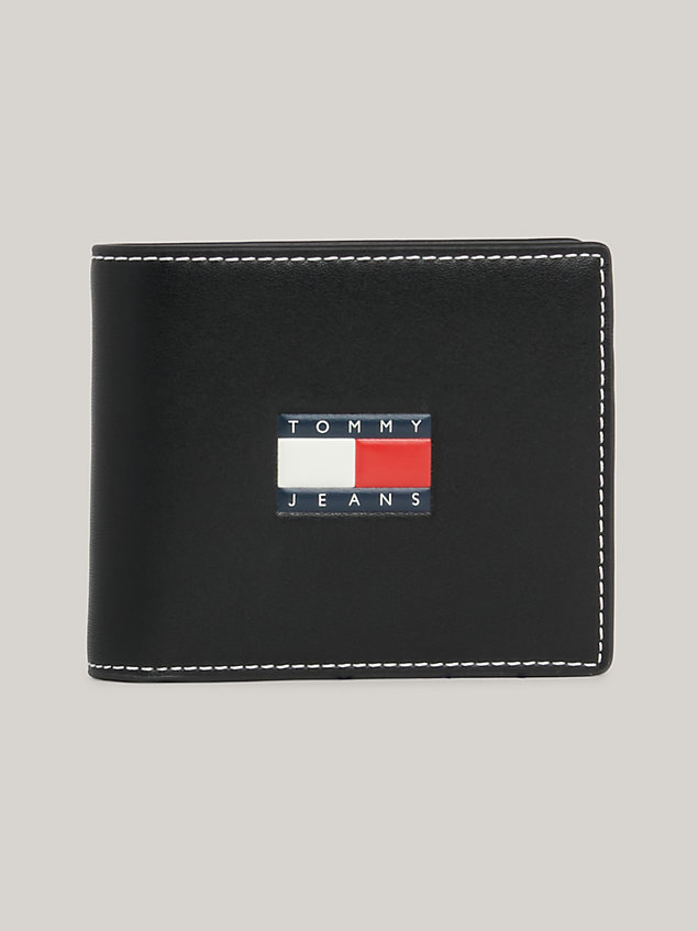 black heritage small credit card and coin holder for men tommy jeans