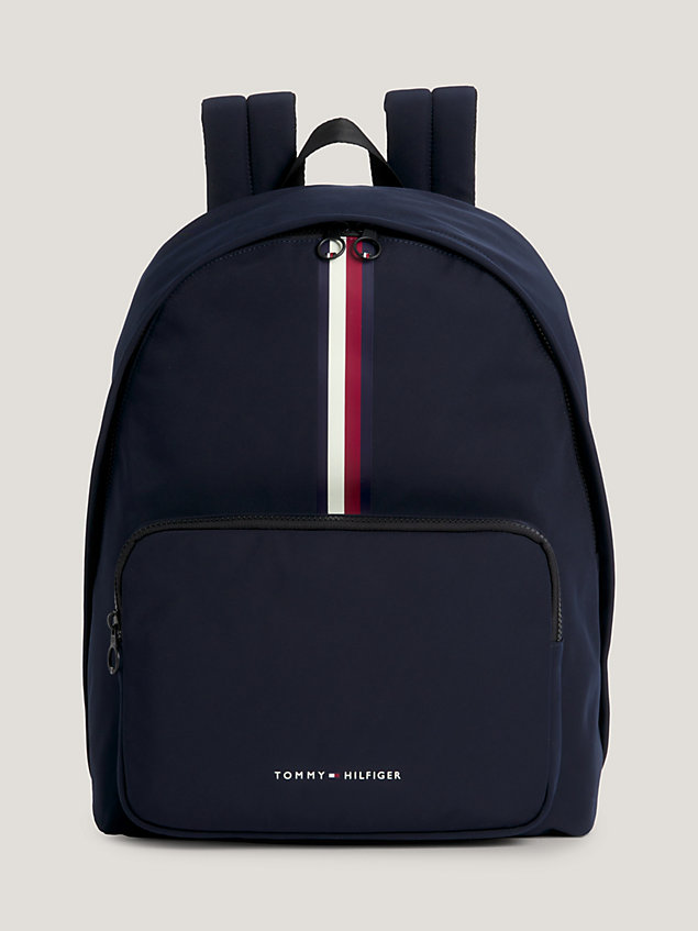 blue padded logo signature backpack for men tommy hilfiger