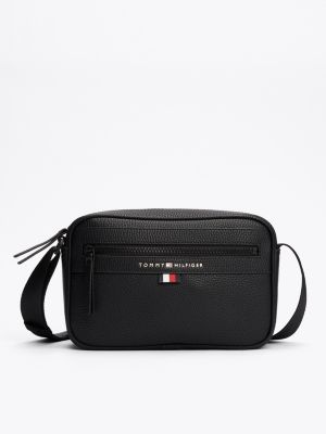 black essential metal logo reporter bag for men tommy hilfiger