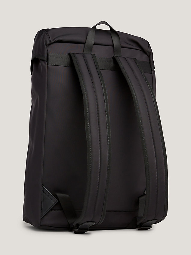 black th tech logo flap backpack for men tommy hilfiger