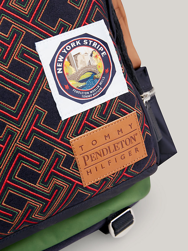 black tommy x pendleton rucksack im new york stripe th-monogramm-design für herren - tommy hilfiger