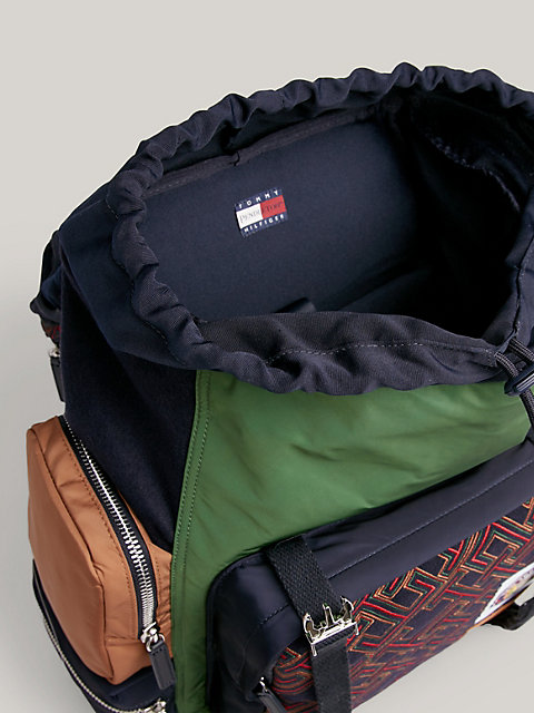 black tommy x pendleton rucksack im new york stripe th-monogramm-design für herren - tommy hilfiger