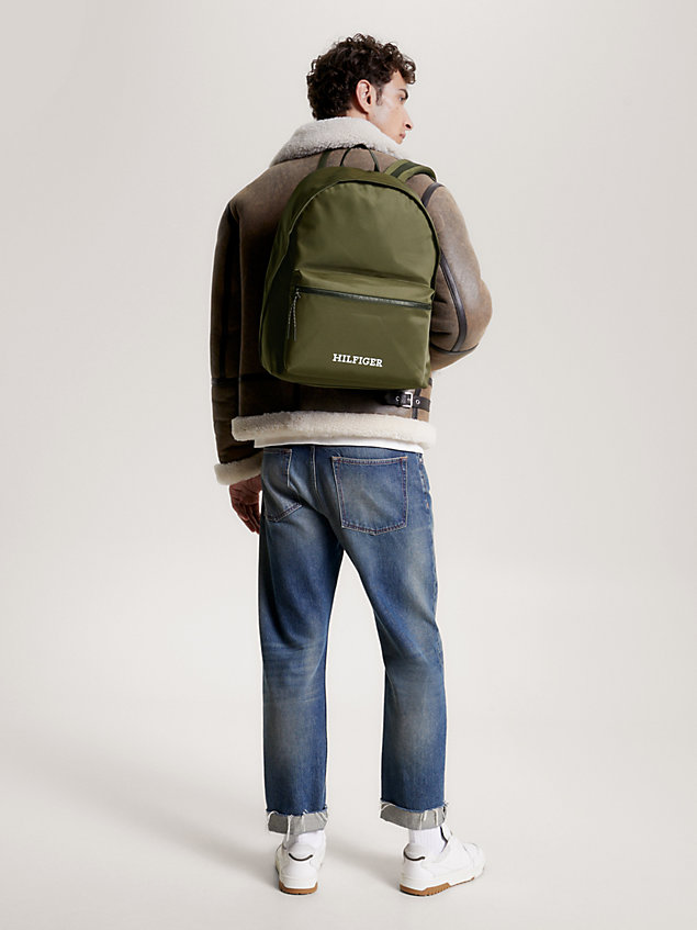 khaki usztywniany plecak z logo hilfiger dla mężczyźni - tommy hilfiger