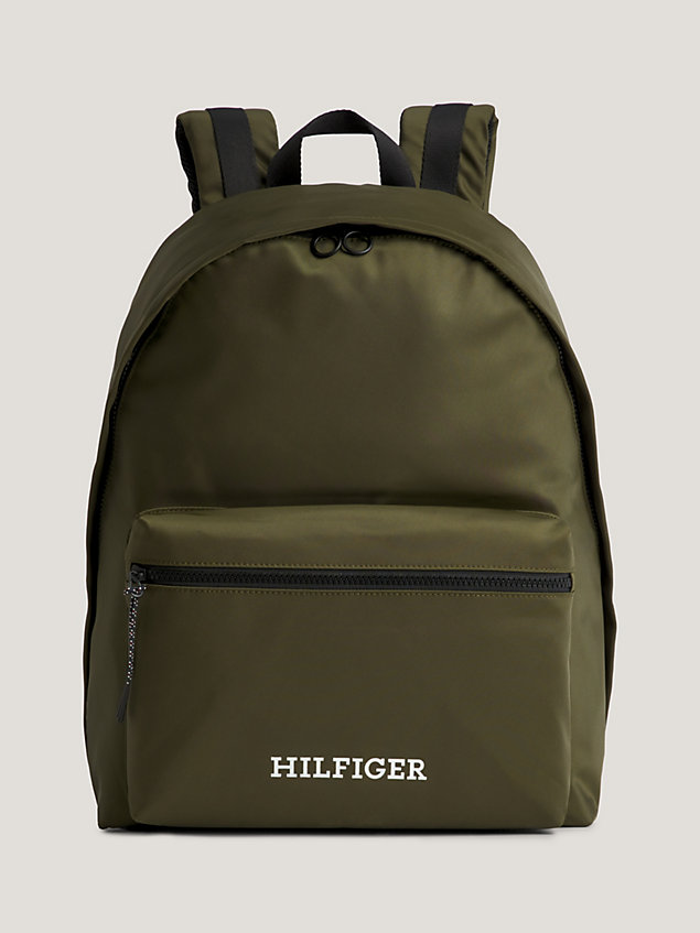 khaki usztywniany plecak z logo hilfiger dla mężczyźni - tommy hilfiger