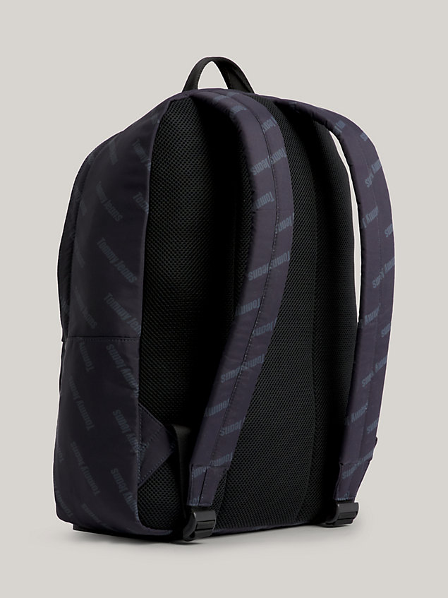 black exclusive recycled logo print backpack for men tommy jeans