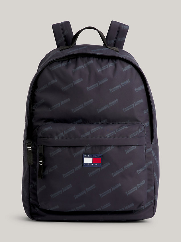 black exclusive recycling-rucksack mit logo-print für herren - tommy jeans