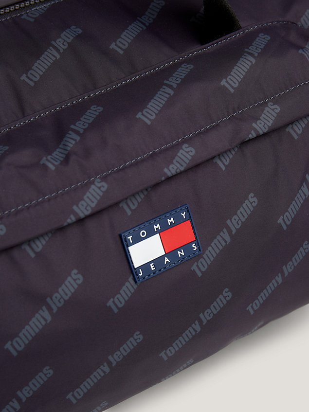 black exclusive recycled logo print duffel bag for men tommy jeans