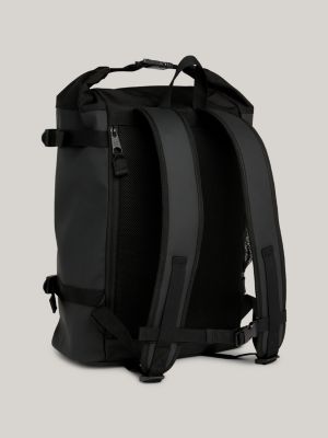 black essential mittelgroßer rolltop-rucksack für herren - tommy jeans