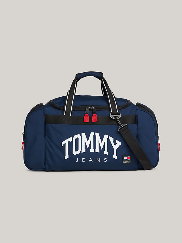 blue prep logo removable strap medium duffel bag for men tommy jeans