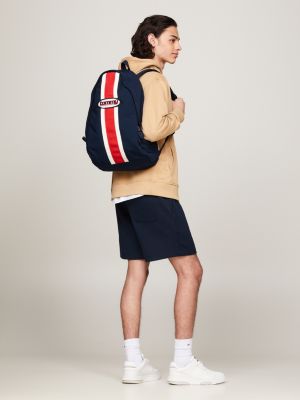 blue heritage logo stripe small backpack for men tommy jeans