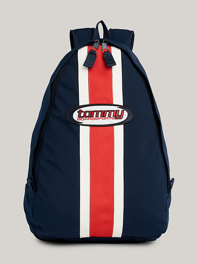 blue heritage logo stripe small backpack for men tommy jeans