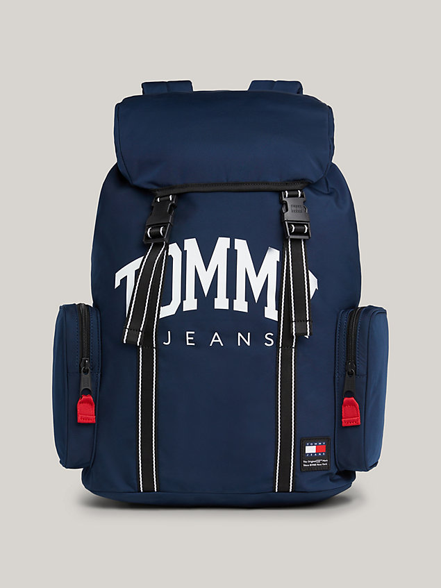 blue prep rucksack mit logo-klappe für herren - tommy jeans