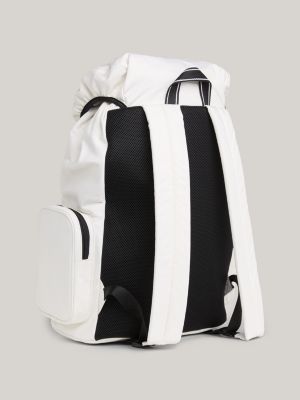 white prep rucksack mit logo-klappe für herren - tommy jeans