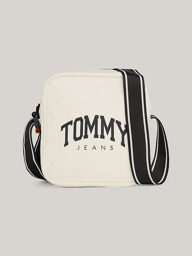 white prep reportertasche mit logo für herren - tommy jeans