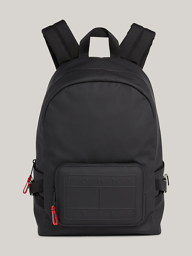 black smooth embossed logo backpack for men tommy jeans