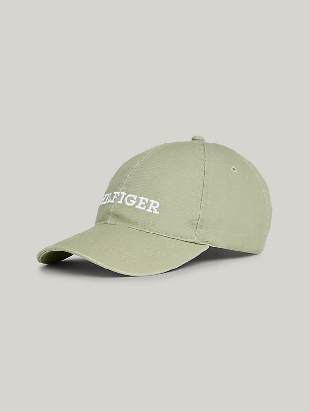 green hilfiger monotype embroidery six-panel baseball cap for men tommy hilfiger