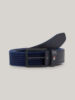 Adan Tonal Braided Elastic Webbing Belt, Blue