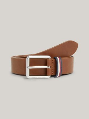 Casual Leather Gürtel Hilfiger mit | Tommy Schnalle Braun quadratischer 