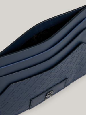 TH Monogram Leather Credit Card Holder | Blue | Tommy Hilfiger