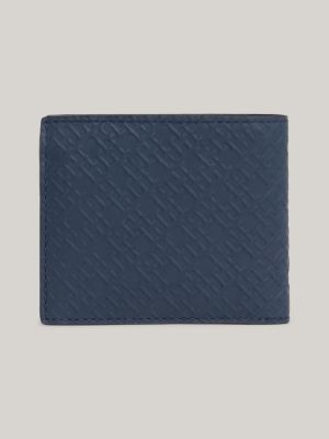 TH Monogram Leather Credit Card And Coin Wallet | Blue | Tommy Hilfiger