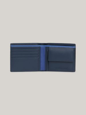 TH Monogram Leather Credit Card And Coin Wallet, Blue