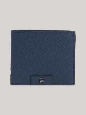 TH Monogram Leather Credit Card And Coin Wallet | Blue | Tommy 