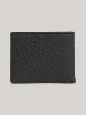 TH Monogram Leather Credit Card Holder, Black