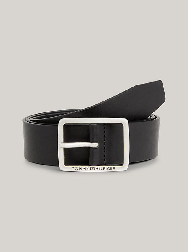 black logo square buckle leather belt for men tommy hilfiger