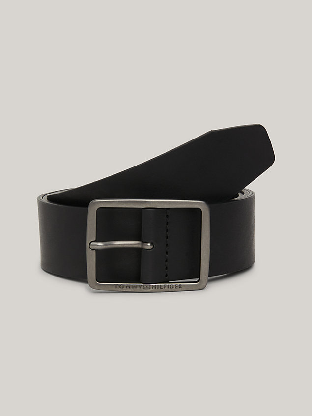 black logo square buckle leather belt for men tommy hilfiger