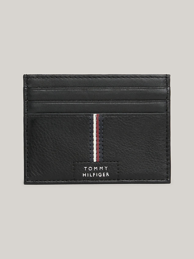 black premium leather credit card holder for men tommy hilfiger