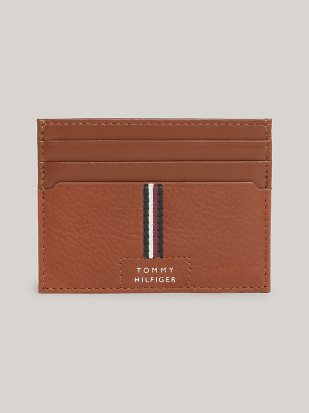 brown premium leather credit card holder for men tommy hilfiger
