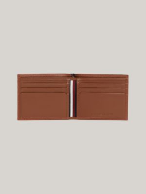 Premium Leather Small Credit Card Wallet Brown Tommy Hilfiger