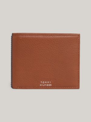 Premium Leather Small Credit Card Wallet Brown Tommy Hilfiger