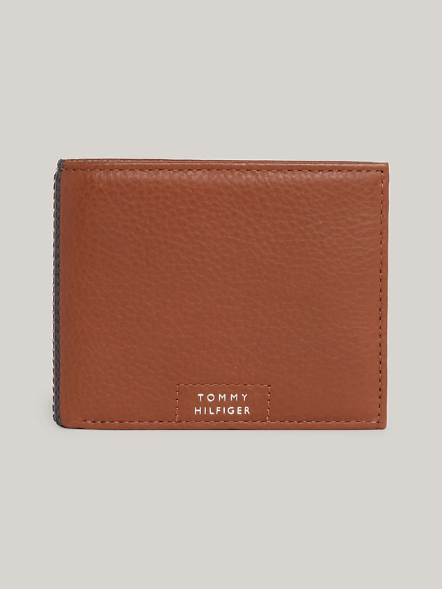 brown premium leather small credit card wallet for men tommy hilfiger
