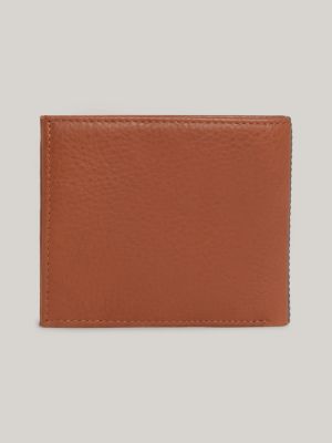 Premium Leather Bifold Credit Card Holder Brown Tommy Hilfiger