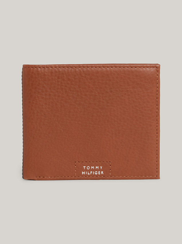 brown premium leather bifold credit card holder for men tommy hilfiger