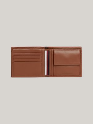 Premium Leather Bifold Flap Wallet | Brown | Tommy Hilfiger