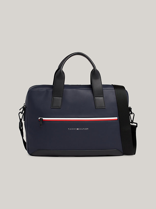 blue essential signature small laptop bag for men tommy hilfiger