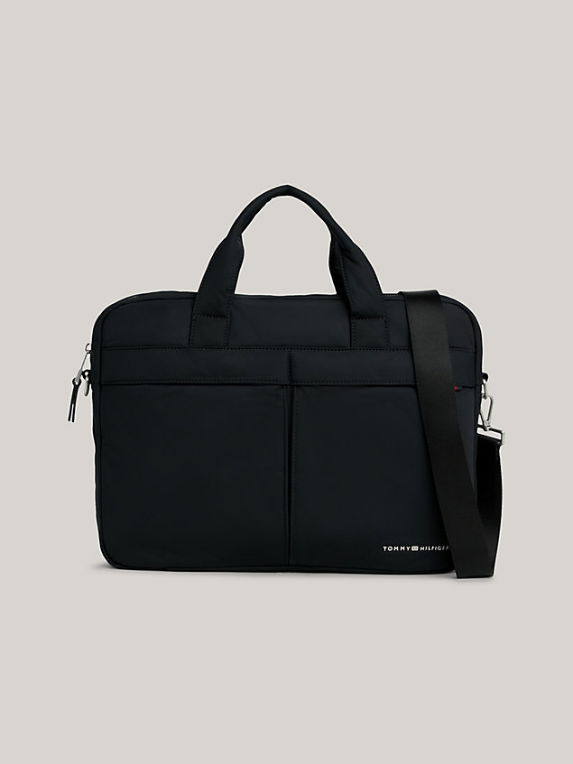 black signature water repellent small laptop bag for men tommy hilfiger