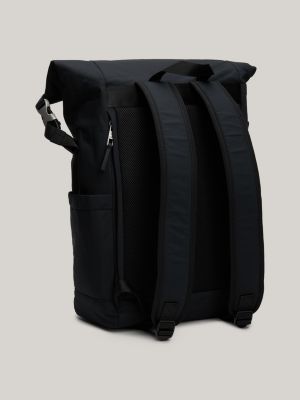 black signature wasserabweisender rolltop-rucksack für herren - tommy hilfiger
