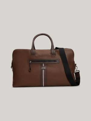 sac duffle premium leather brown pour hommes tommy hilfiger