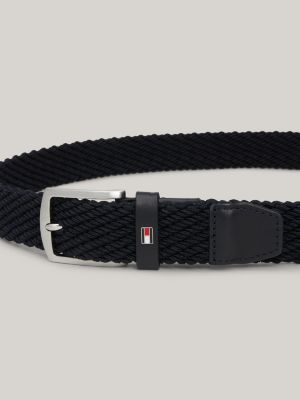 Denton Stripe Braided Belt, Black
