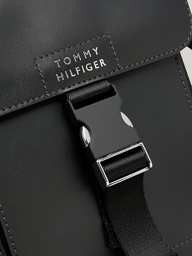black leather small reporter bag for men tommy hilfiger