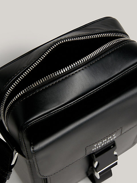 black leather small reporter bag for men tommy hilfiger