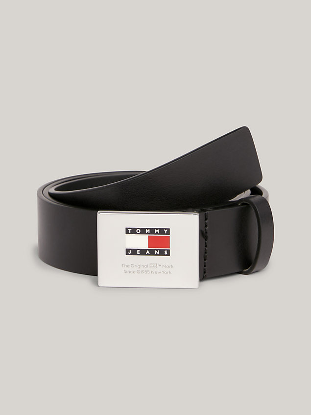 black logo buckle leather belt for men tommy jeans