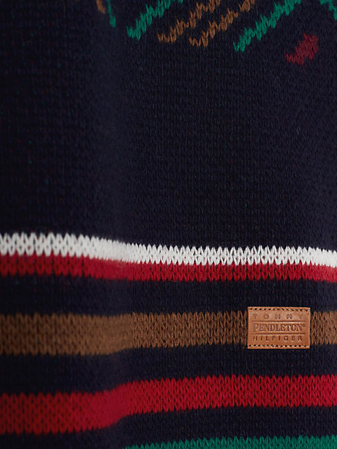 blue tommy x pendleton sjaal met new york stripe th-monogram voor heren - tommy hilfiger