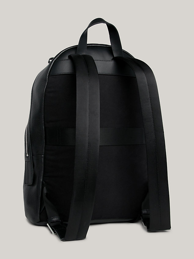 black premium leather backpack for men tommy hilfiger