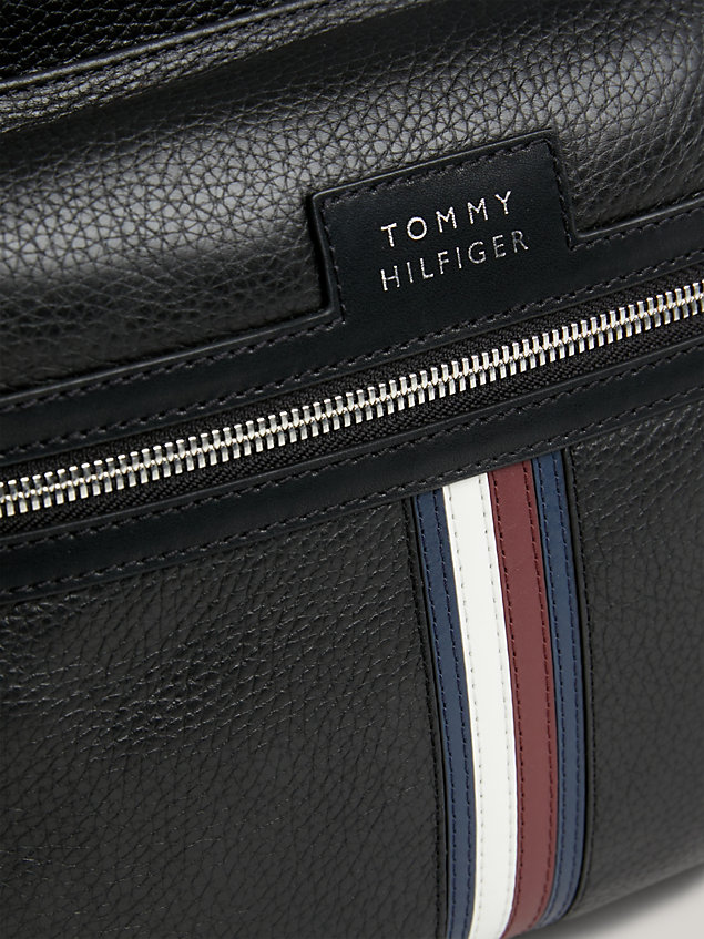 black premium leather backpack for men tommy hilfiger